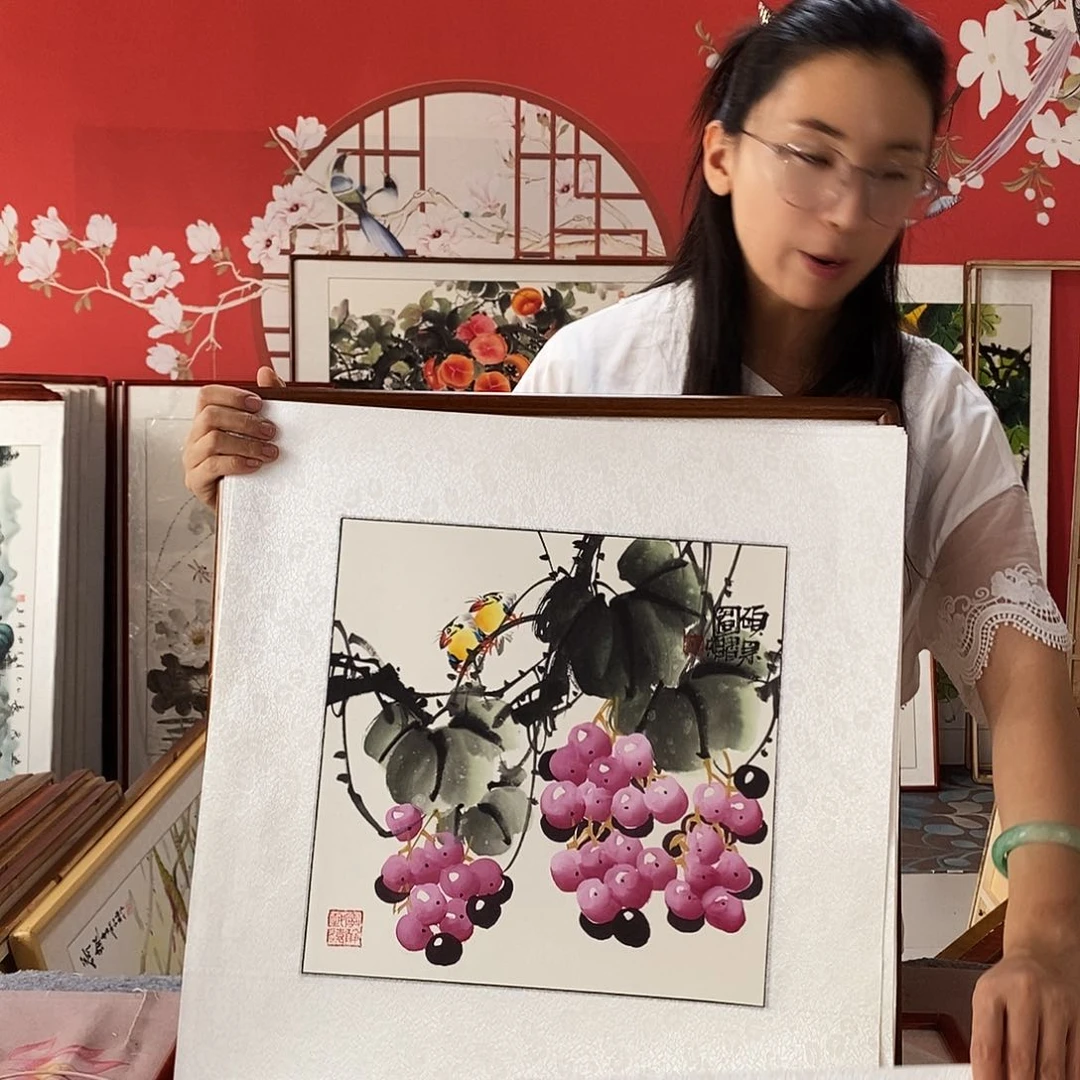 国画手写手绘带框包邮52✖️52国画作品
