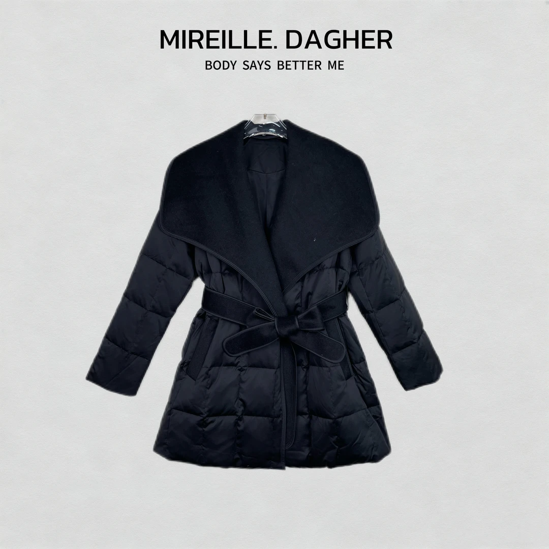 米莱Jiaer/冬季新款收腰大翻领羽绒服29874