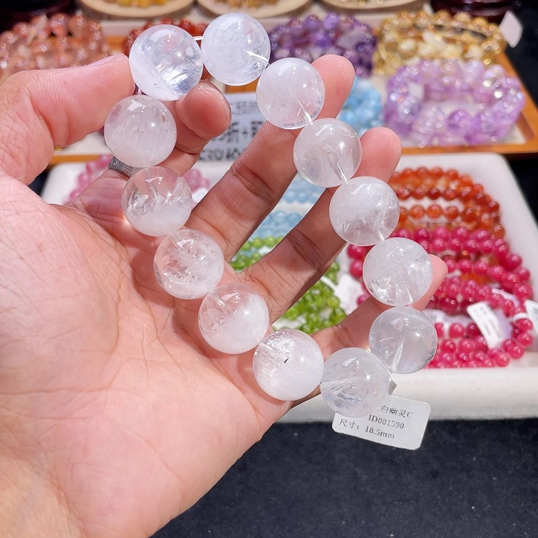 未镶嵌水晶手链半盆彩虹白幽灵18.5mm