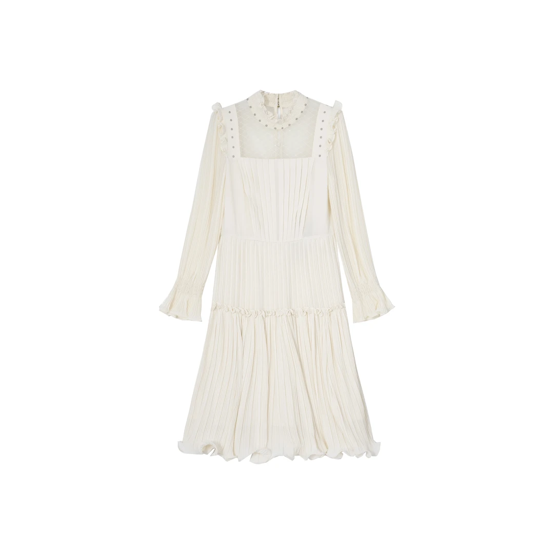 【她翼】春季美拉德连衣裙气质裙子拼接蕾丝优雅长裙AF1242333135