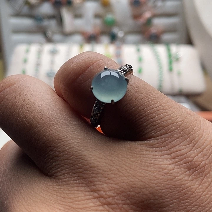 翡翠银S925镶嵌戒指