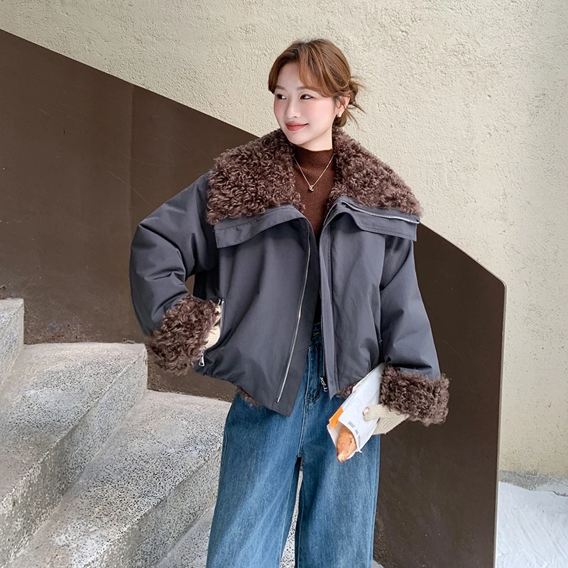 高级感简约毛绒加厚派克外套女2025冬季新款温柔风时尚保暖上衣