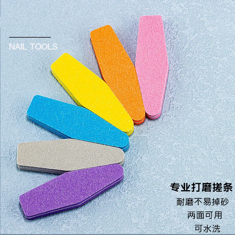 美甲短款指甲锉彩色两用小指甲搓条双面迷你海绵搓条打磨美甲工具