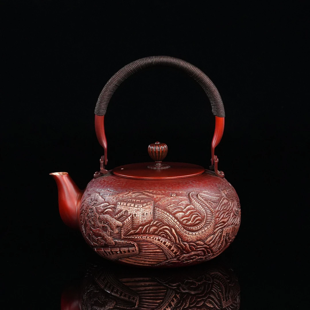 朱炳仁【长城锻打壶】茶壶装饰煮茶茶具泡茶壶纯手工高档茶礼紫铜壶
