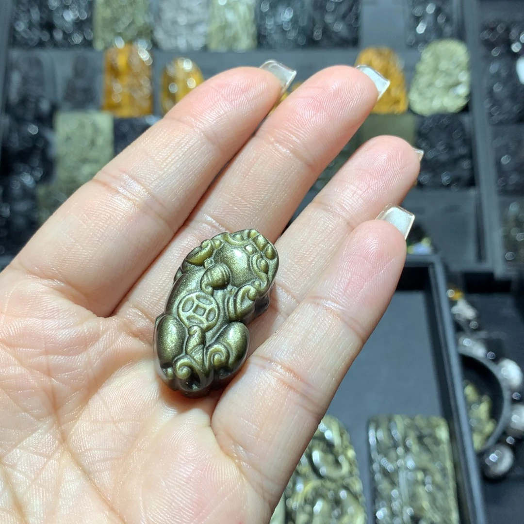 黑曜岩手串未镶嵌不*气