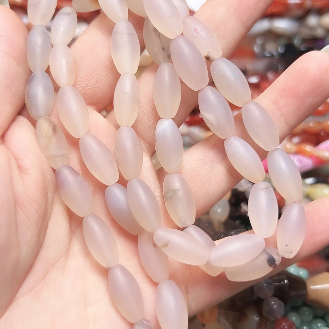 玛瑙/玉髓未镶嵌珠宝半成品K674. 磨砂荔枝冻一条8-16mm