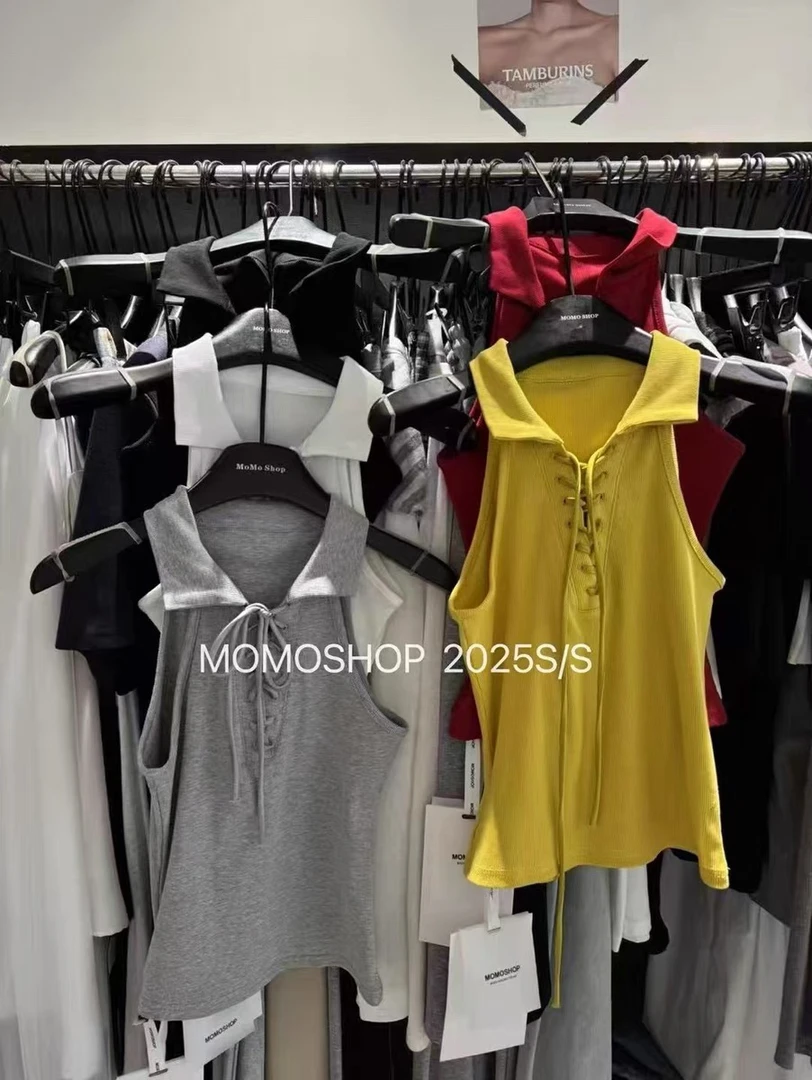 无袖背心女夏季设计感绑带挖肩吊带洋气百搭t恤上衣