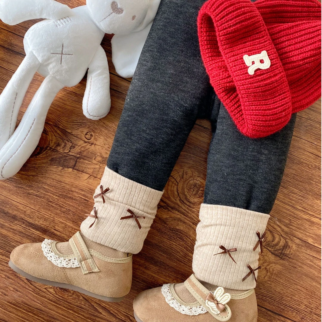 女童打底裤秋冬款蝴蝶结堆堆棉裤洋气加厚外穿百搭打底裤ZH-Q-D16