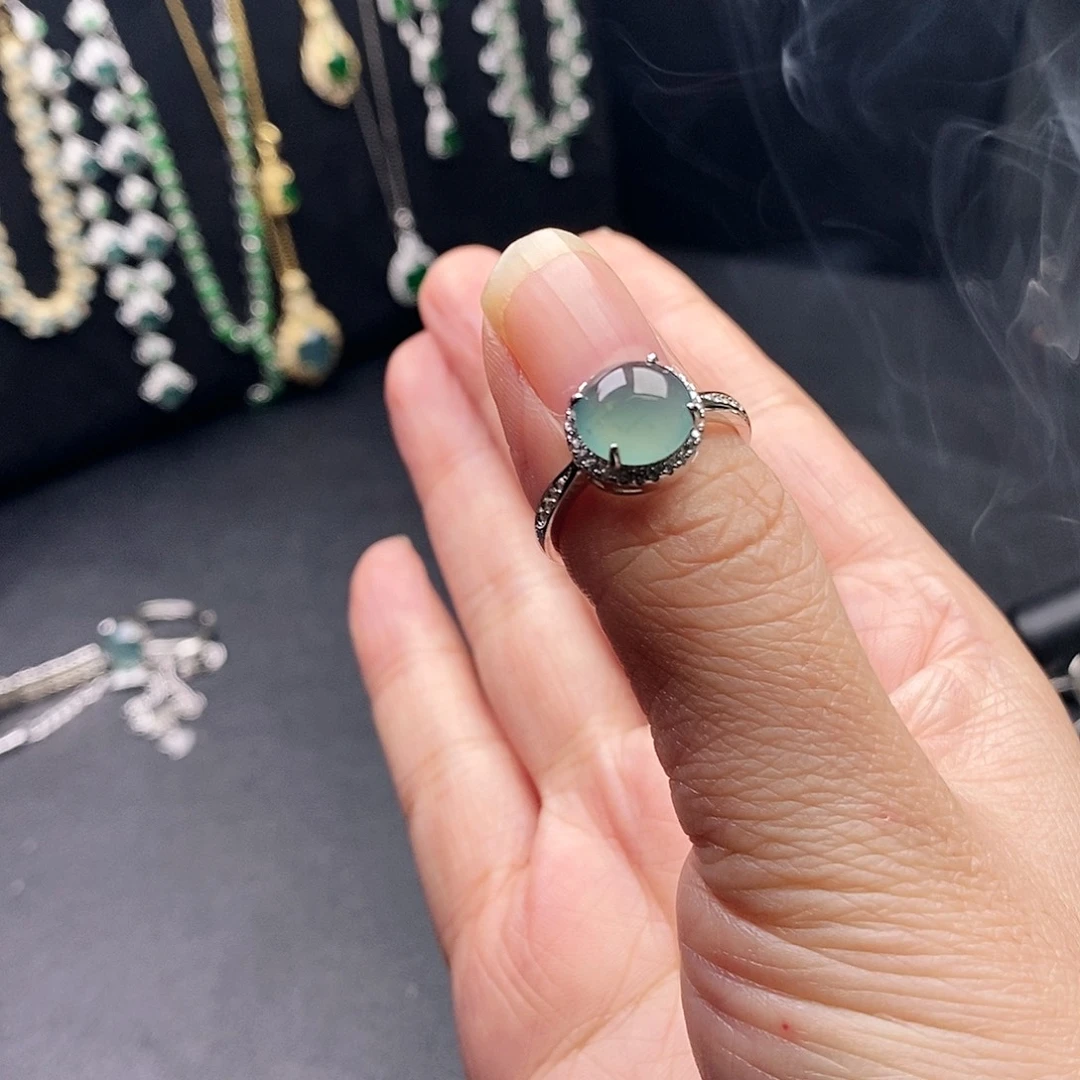 翡翠银S925镶嵌戒指