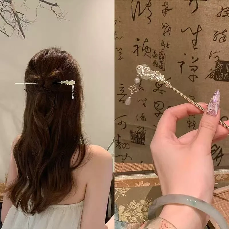 花朵发簪新中式古风流苏发钗女高级感气质国风头饰