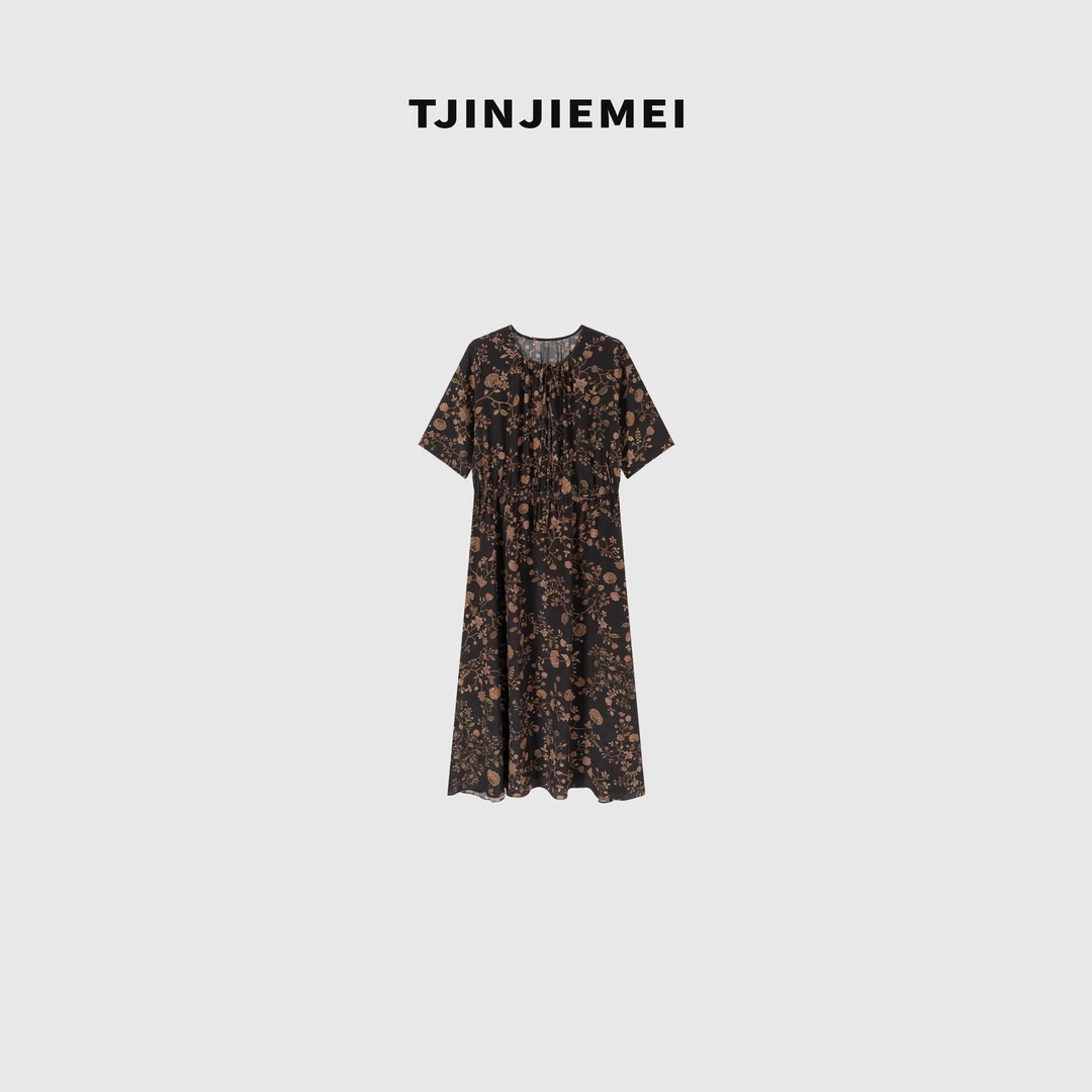 T井姐妹【暮光】新款气质优雅显瘦桑蚕丝连衣裙LYQ2504-258829