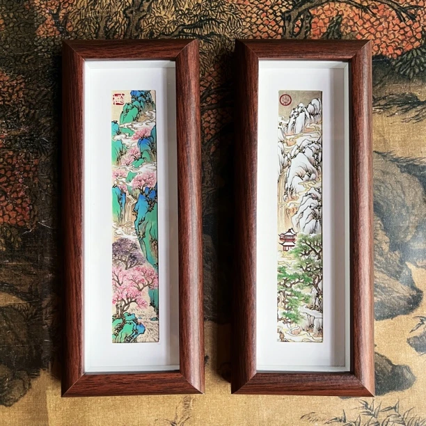 国风装饰画 桌面摆设装饰画 中式礼品装饰画 尺寸：9x23cm