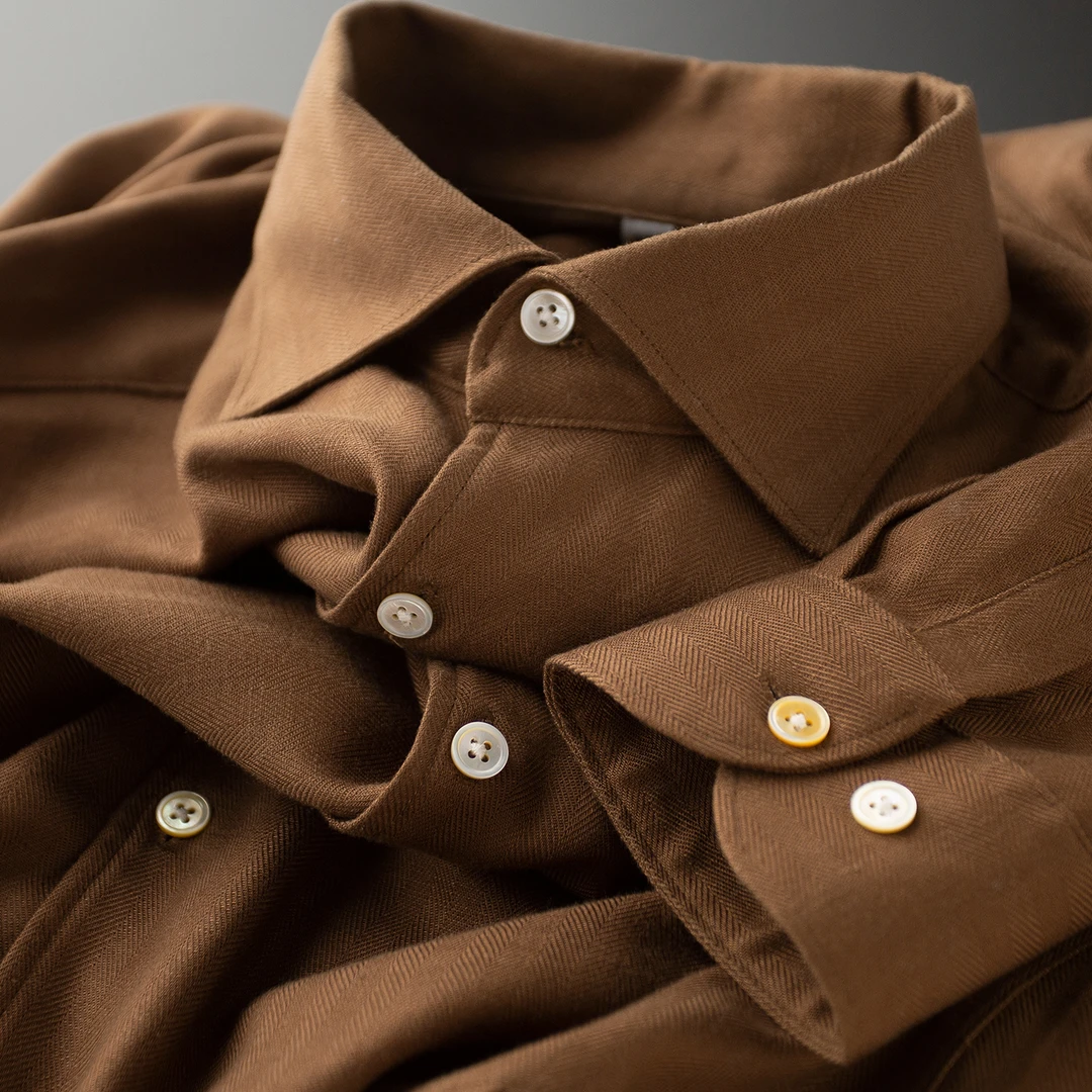 L P专线~老钱风！高端天丝亚麻料衬衫男士长袖2025新款早秋季薄款