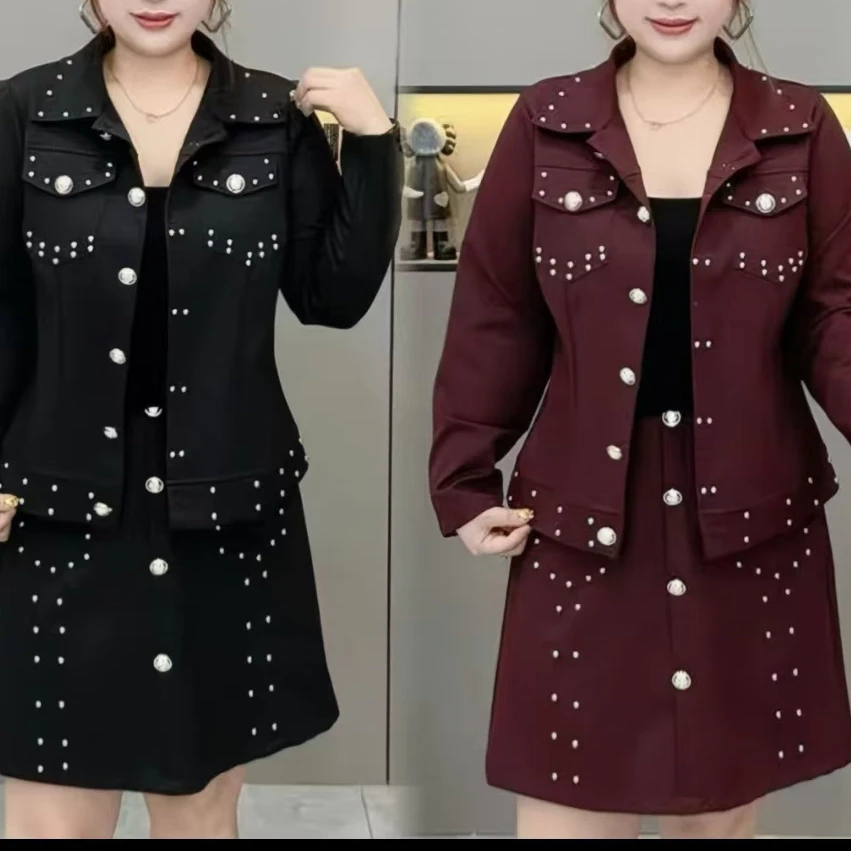 6907-2025年秋季新款时尚洋气显瘦上衣+半身裙两件套