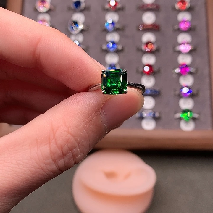 戒指绿色碧玺银S925镶嵌