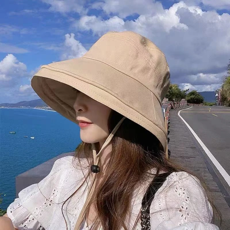 夏季防紫外线遮阳帽大帽檐骑电车吹不翻脸大脸小都可戴的帽子