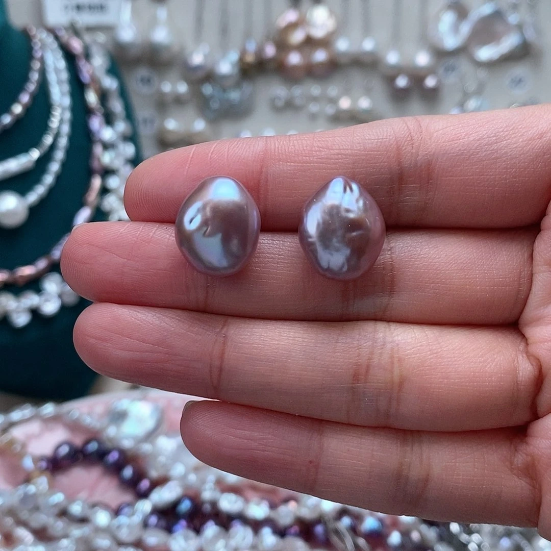 淡水珍珠耳饰银S925镶嵌17