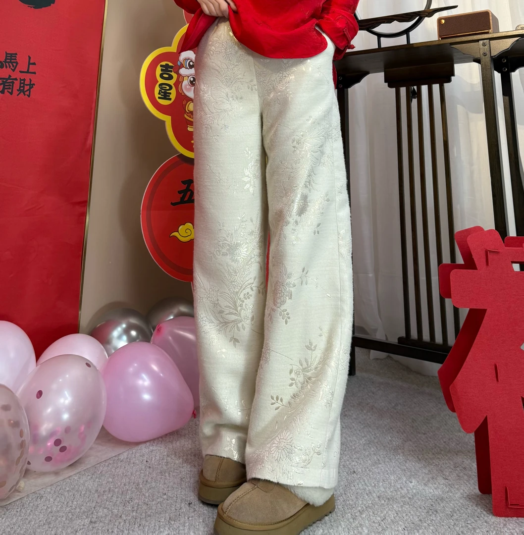 【流光】中式提花复古显瘦女款设计新中式国风休闲百搭显瘦阔腿裤