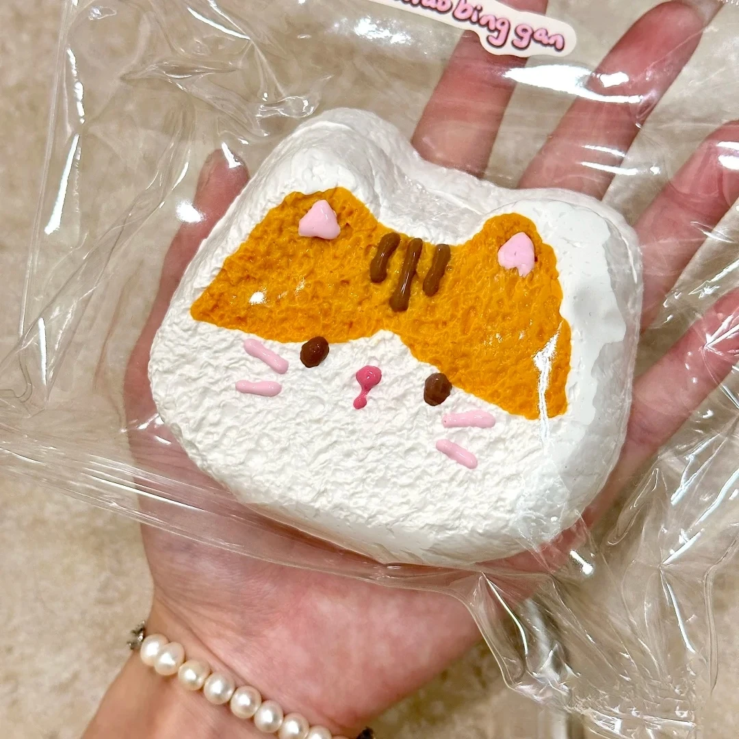 猫咪只是小饼干单层双层手绘猫头饭团水感厚奶酪泥软干巴泥捏捏乐
