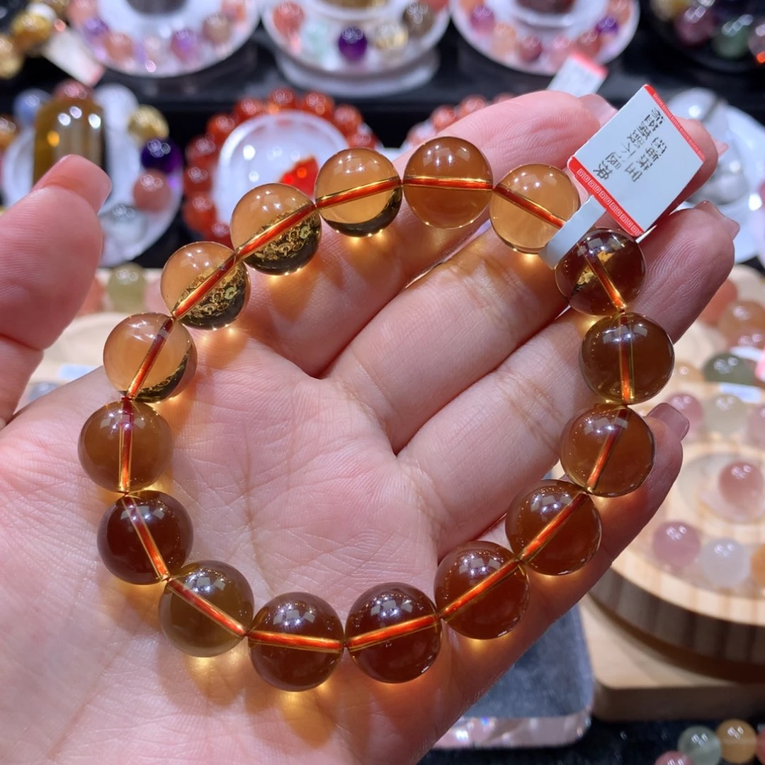 水晶未镶嵌手链黄水晶手链13左右