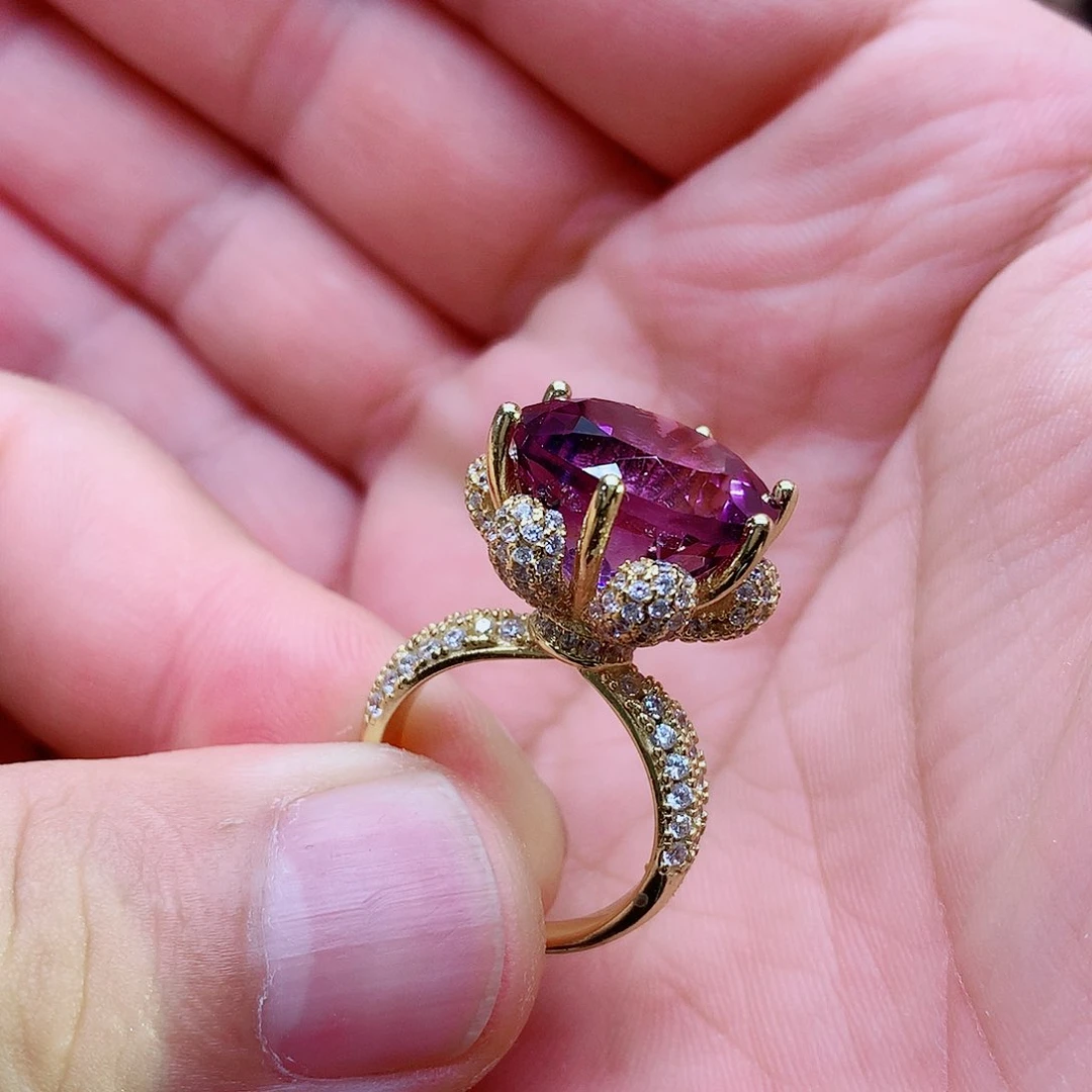 水晶戒指银S925镶嵌