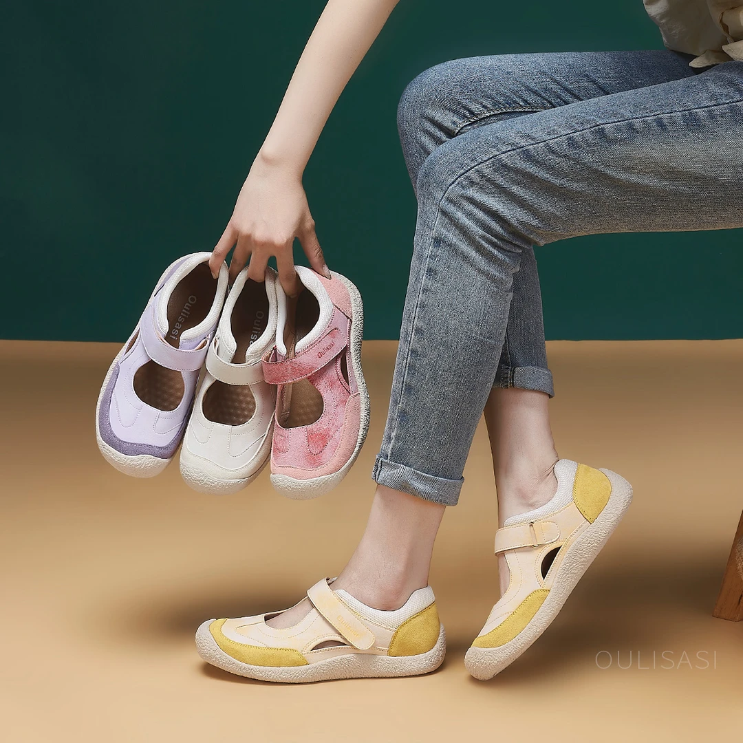 | 雨后彩虹 | 3公分 真皮撞色单鞋原创撞色透气软底女鞋子 611