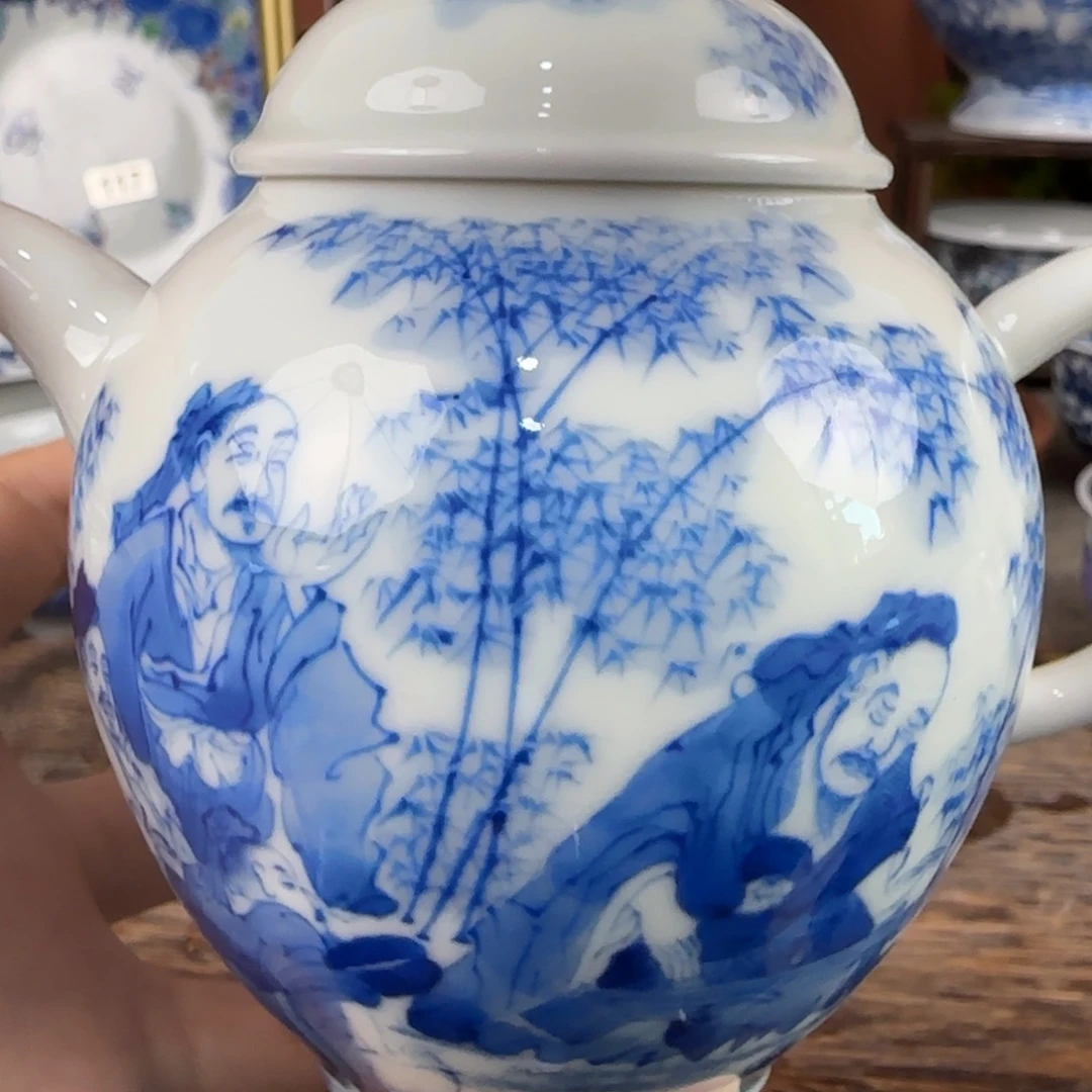 沙***茶瓷片景德镇手绘青花茶器482