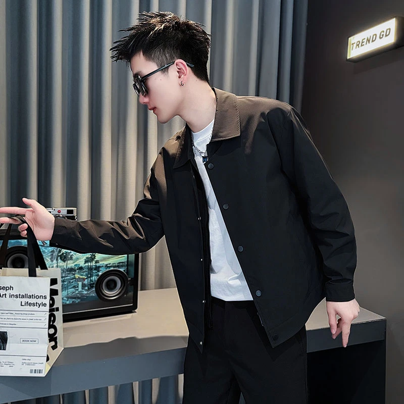 外套男款春秋季2025新款高级感痞帅潮牌男装外衣休闲时尚翻领夹克