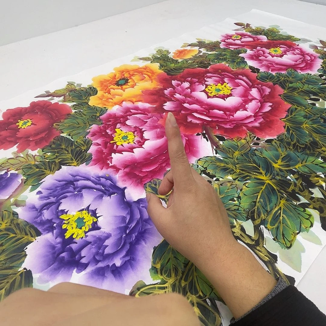 国画金枝玉叶千层牡丹