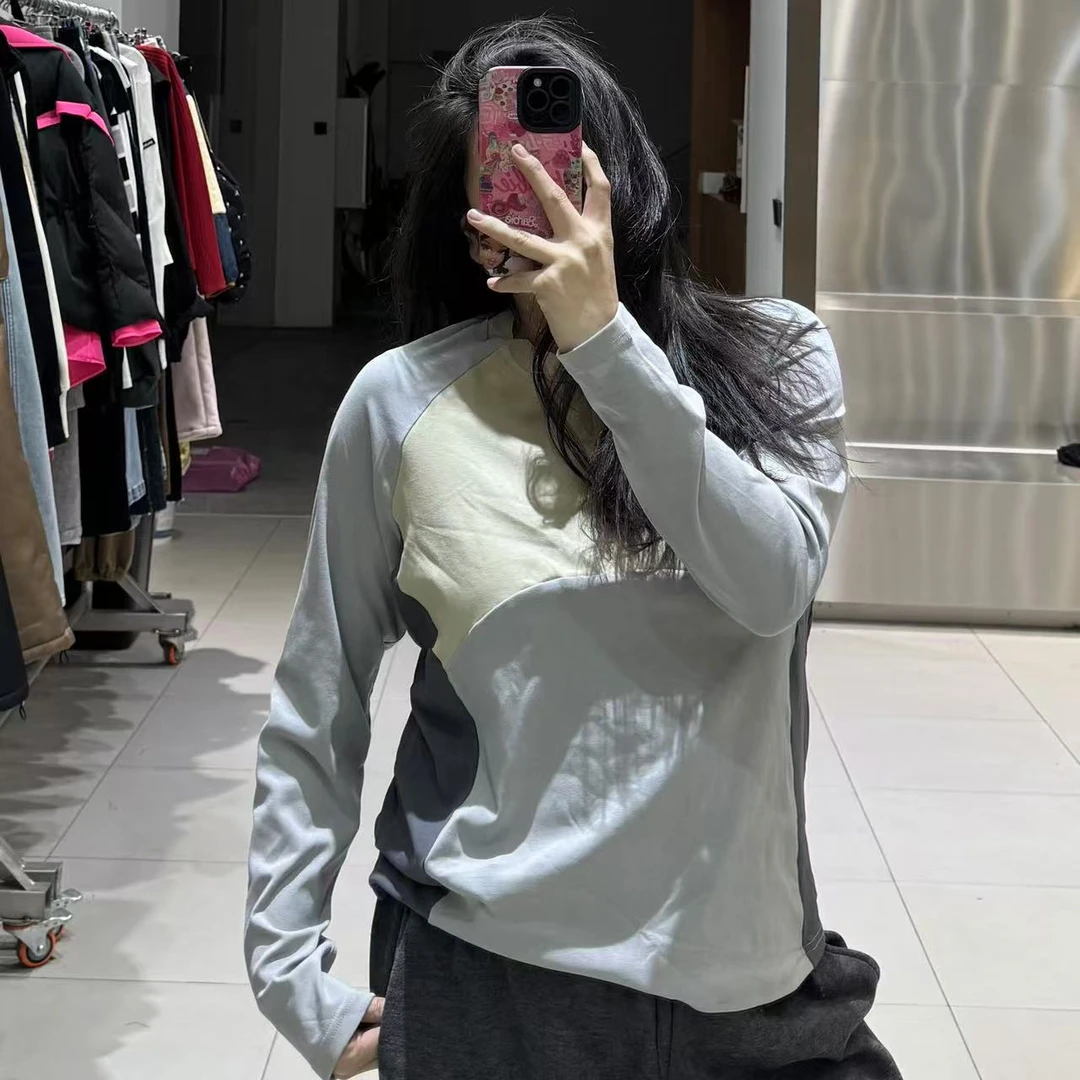 《大韩韩推荐》DKF拼接打底大码女装冬季显瘦气质修身长袖拼色休闲