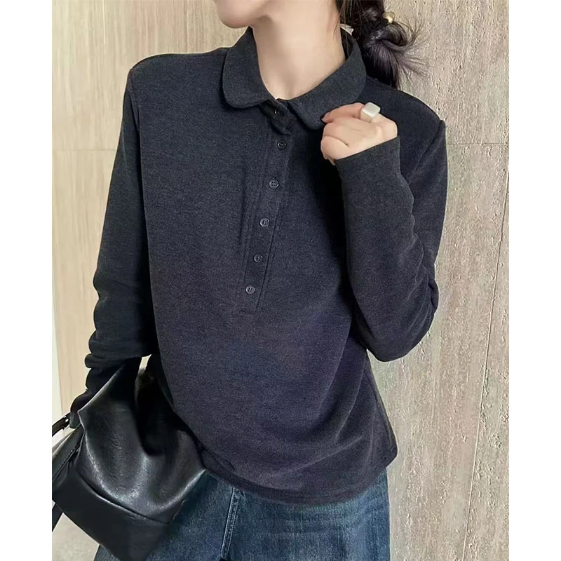 POLO领德绒打底衫t恤女2025秋冬款韩版时尚洋气百搭长袖保暖上衣