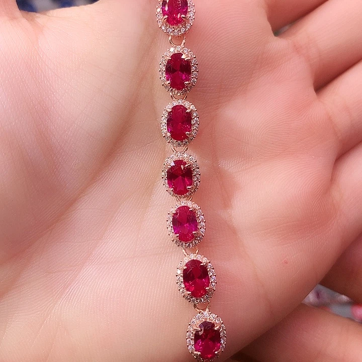 红宝石手链银S925镶嵌