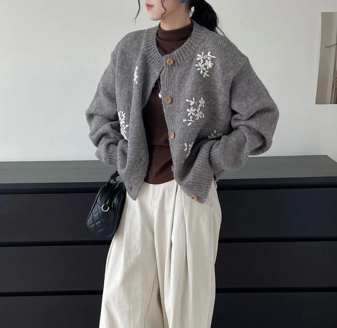 亲肤羊毛马海~胸108-180长58超软糯重工套头单排扣长袖针织 2183