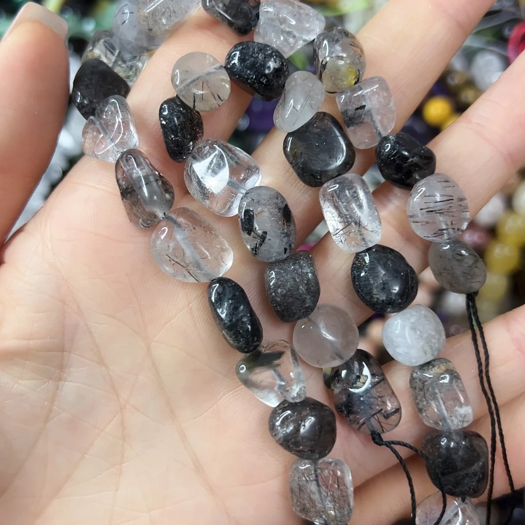 玛瑙/玉髓未镶嵌珠宝半成品，黑发晶随行卡11左右一条