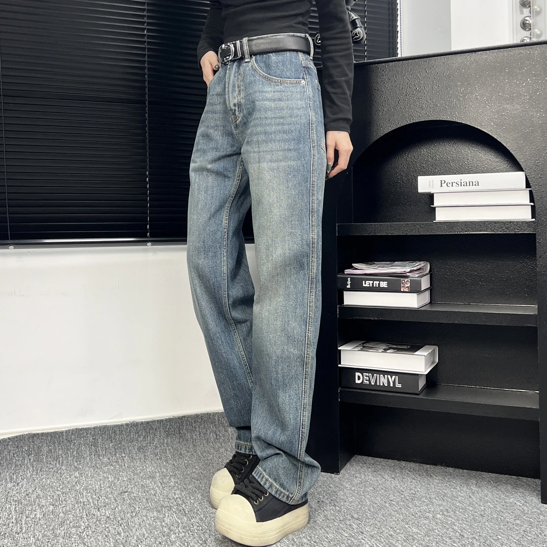 【Ashley】春款新款Cleanfit怀旧蓝美式直筒百搭牛仔裤水洗宽3635-1