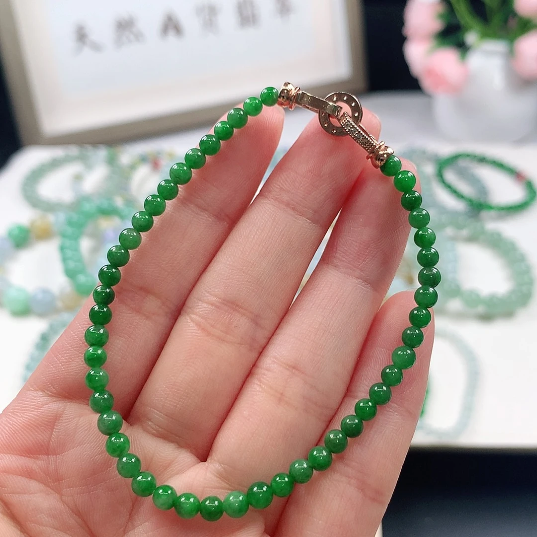 翡翠未镶嵌手链手链4mm