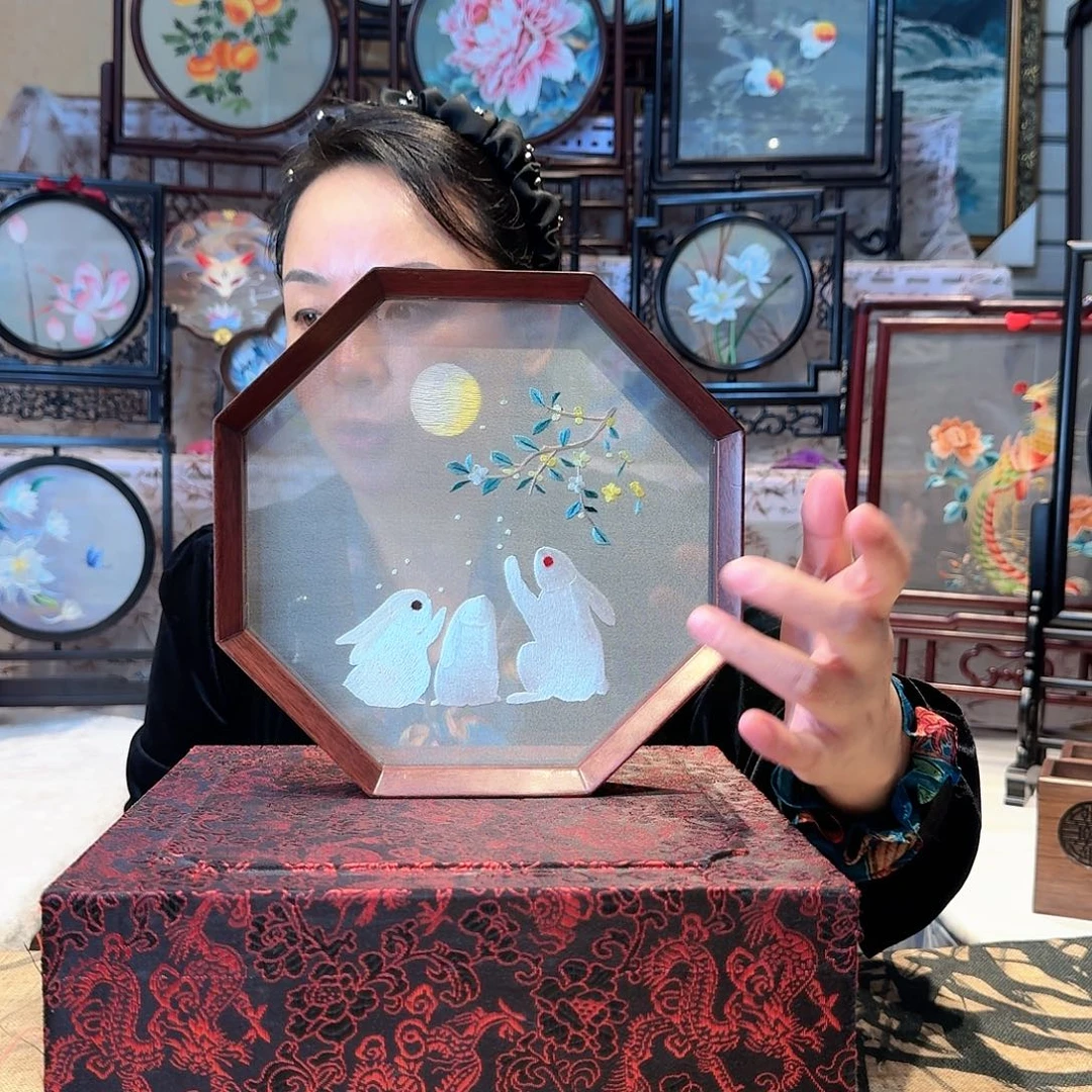 织绣苏绣摆台手工双面