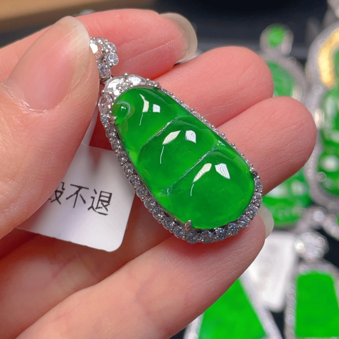 翡翠银S925镶嵌吊坠(不含链)