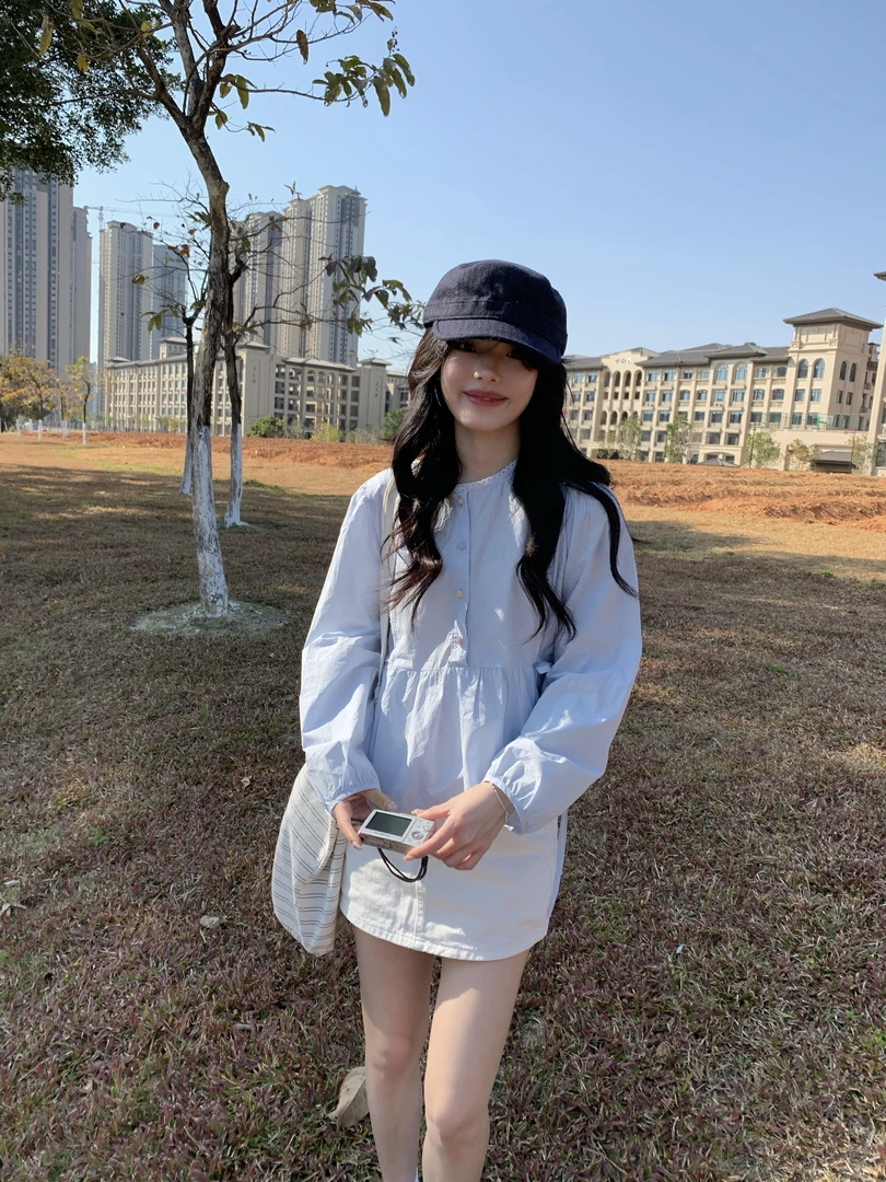 徐子 盐系少女·蕾丝蝴蝶结娃娃衫韩系清新复古元气日系少萝衬衫