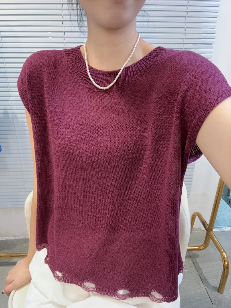 薄款冰丝无袖t恤女士2025新款爆款夏季时尚洋气时髦针织上衣