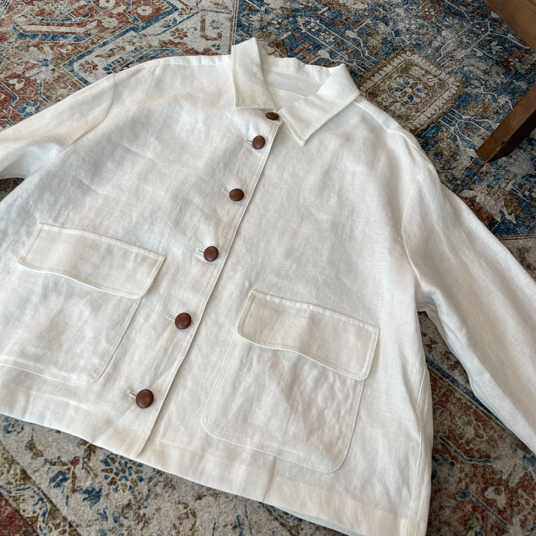 LNHJ【春华】休闲翻领皮扣时尚百搭外套洋气