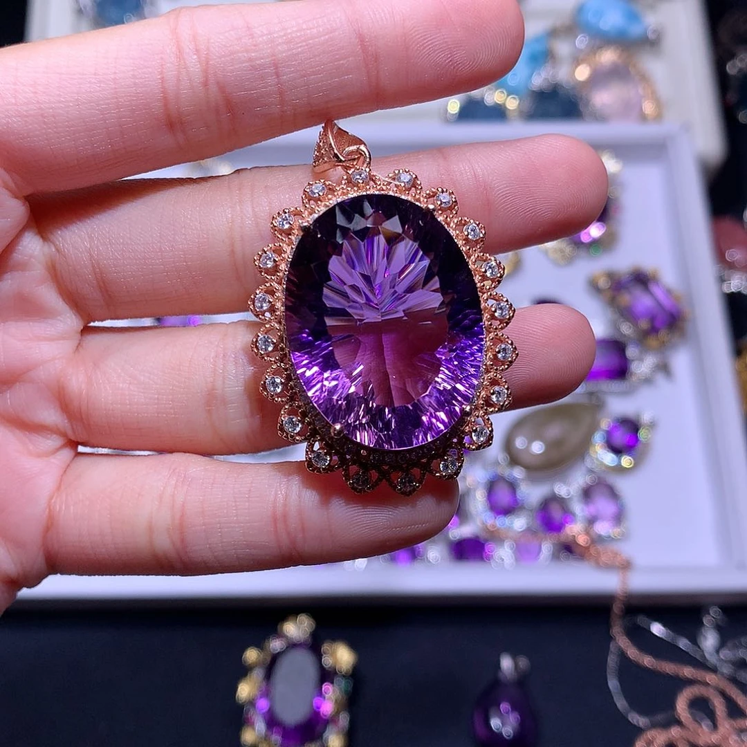 吊坠(不含链)银S925镶嵌紫晶A****8吊坠