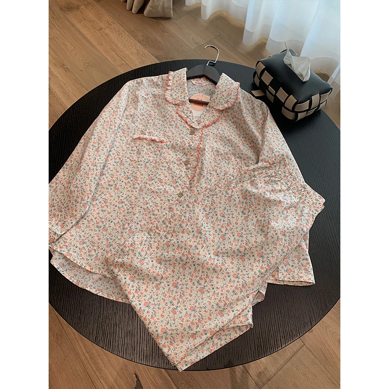 [小玫瑰]Ullala韩国进口女春秋纯棉家居服长袖长裤睡衣套装薄款