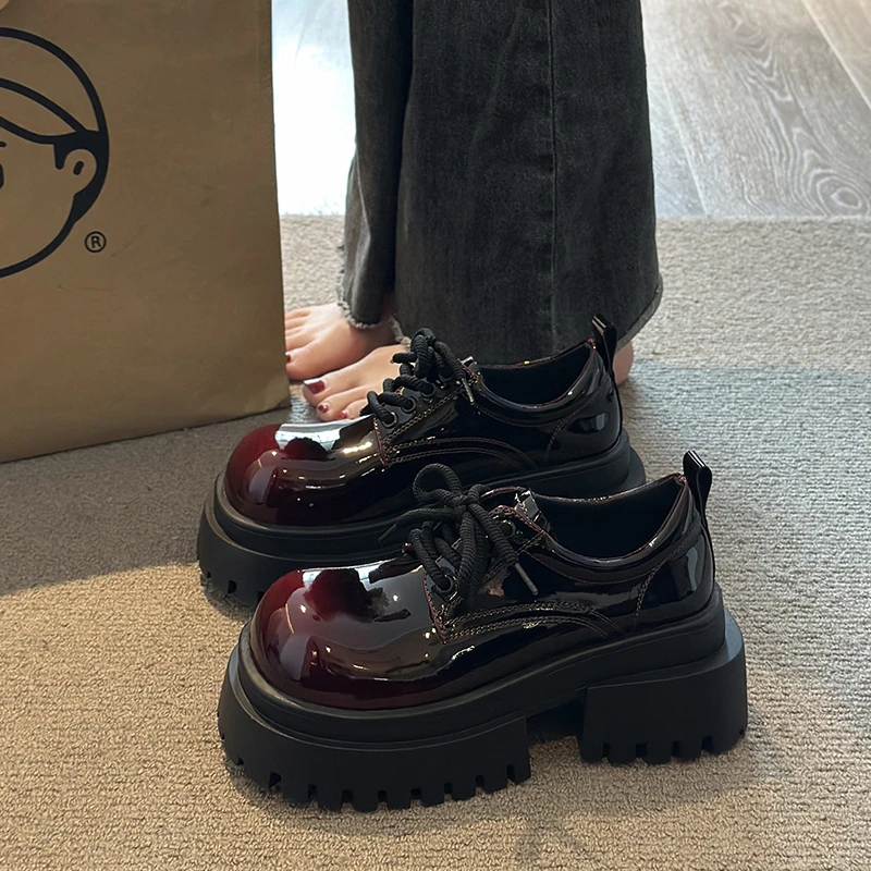 7cm厚底小皮鞋女2025秋季新款英伦学院风增高大头玛丽珍乐福单鞋