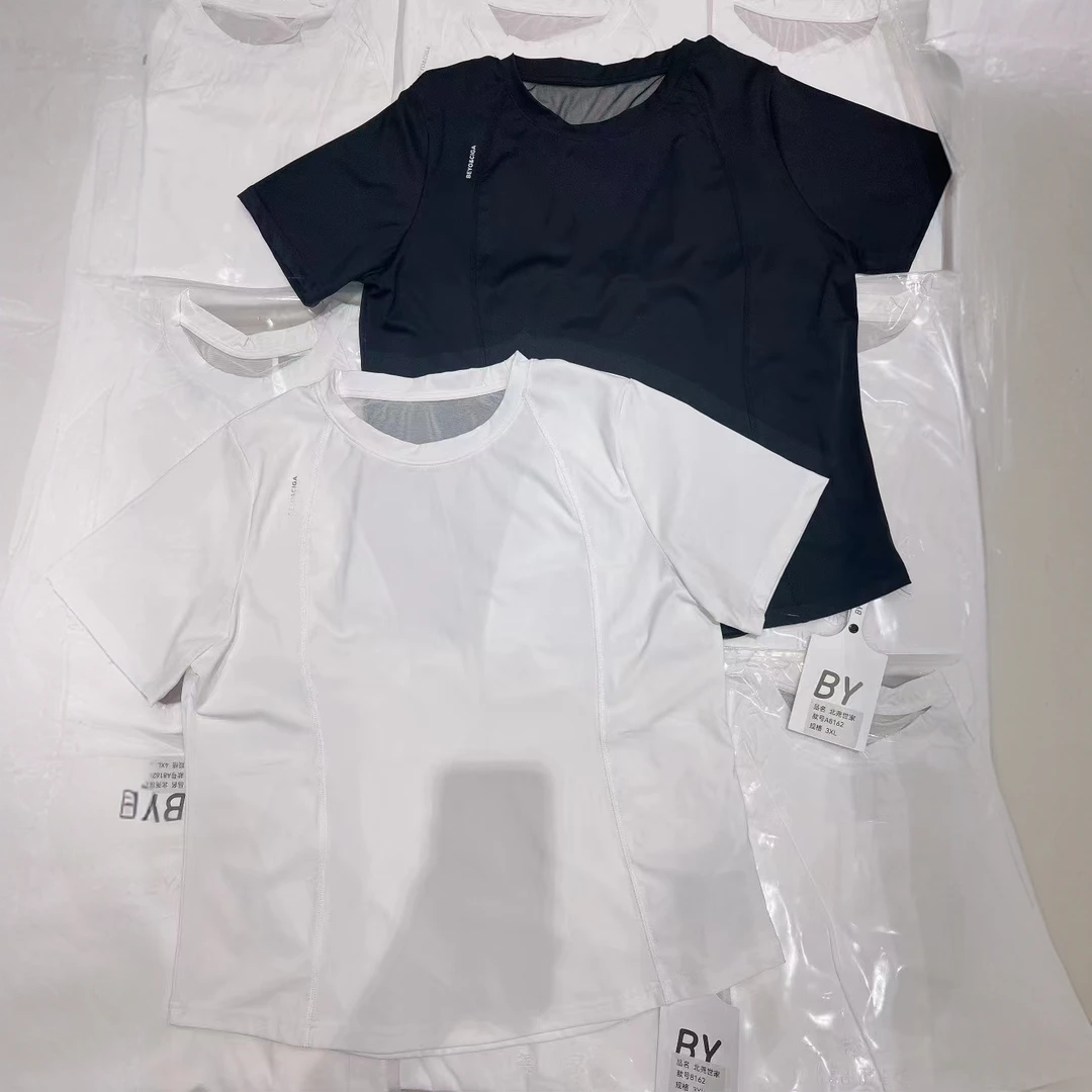 北尧大码夏季时尚瑜伽健身服圆领上衣显瘦