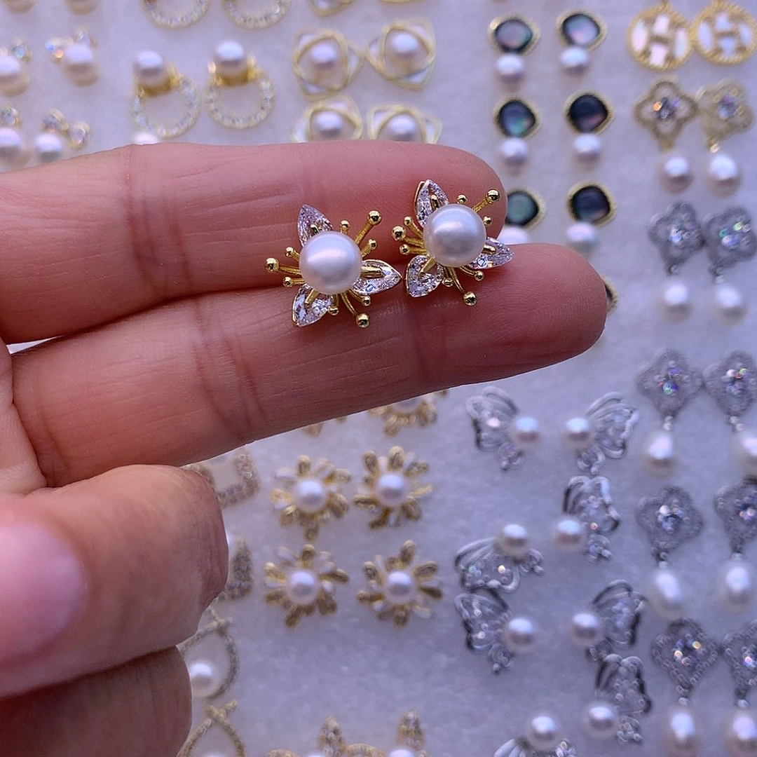 淡水珍珠耳饰合金