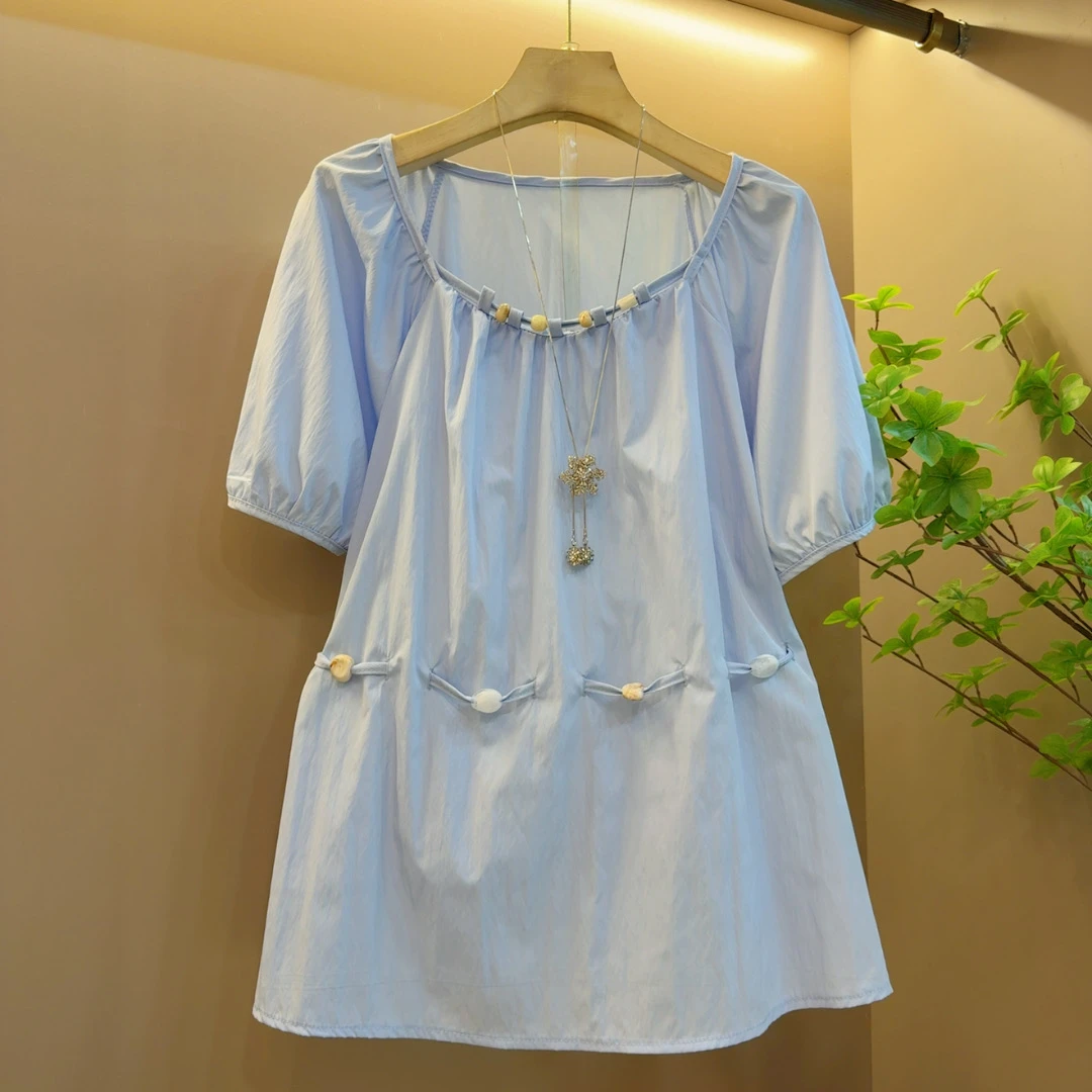 2025年夏季款抽绳小众可爱设计款时尚休闲短款小上衣（长64左右）