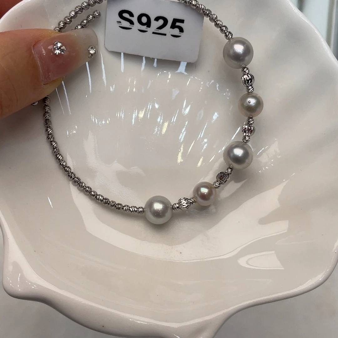 海水珍珠手绳银S925镶嵌