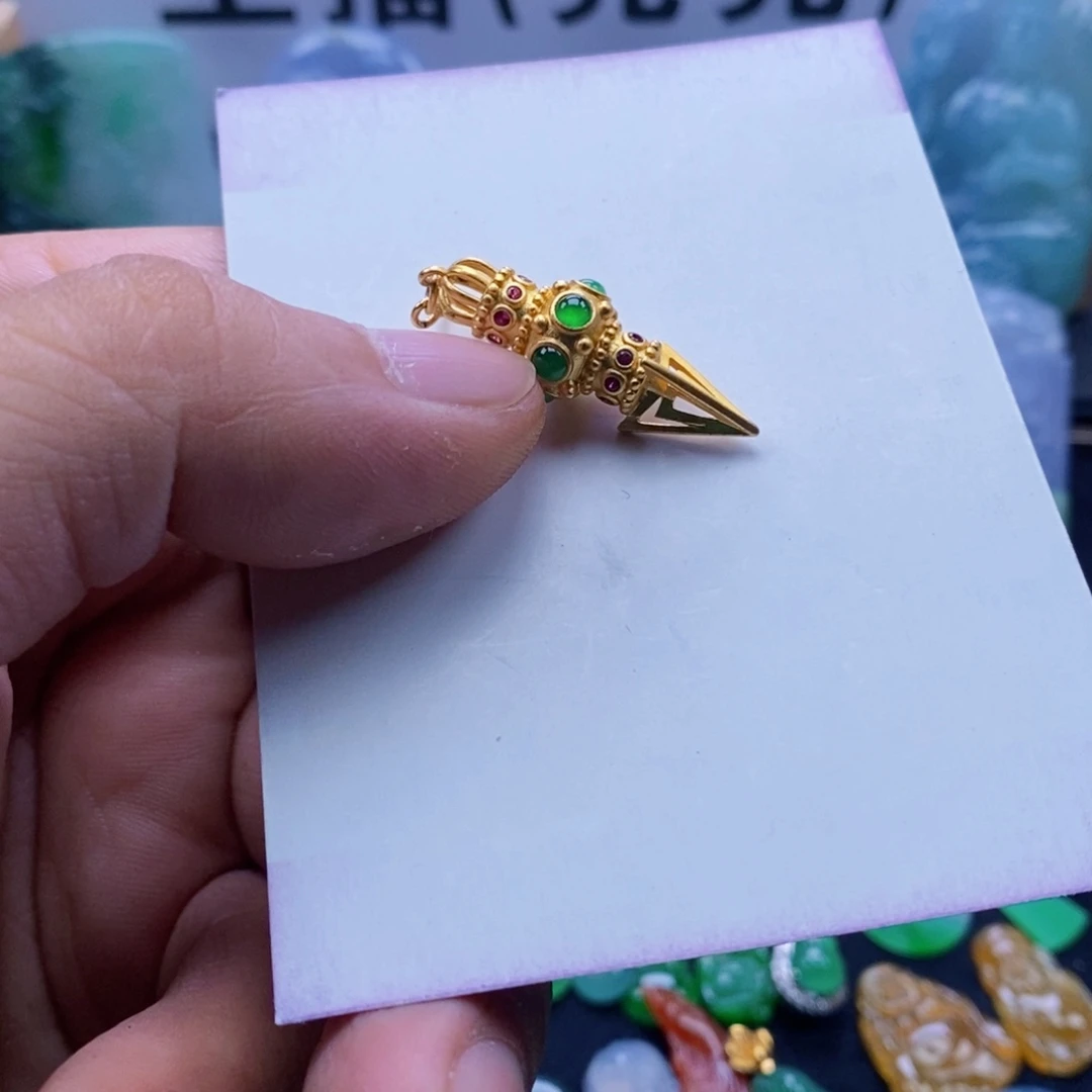 &***&翡翠银S925镀金镶嵌吊坠(不含链)