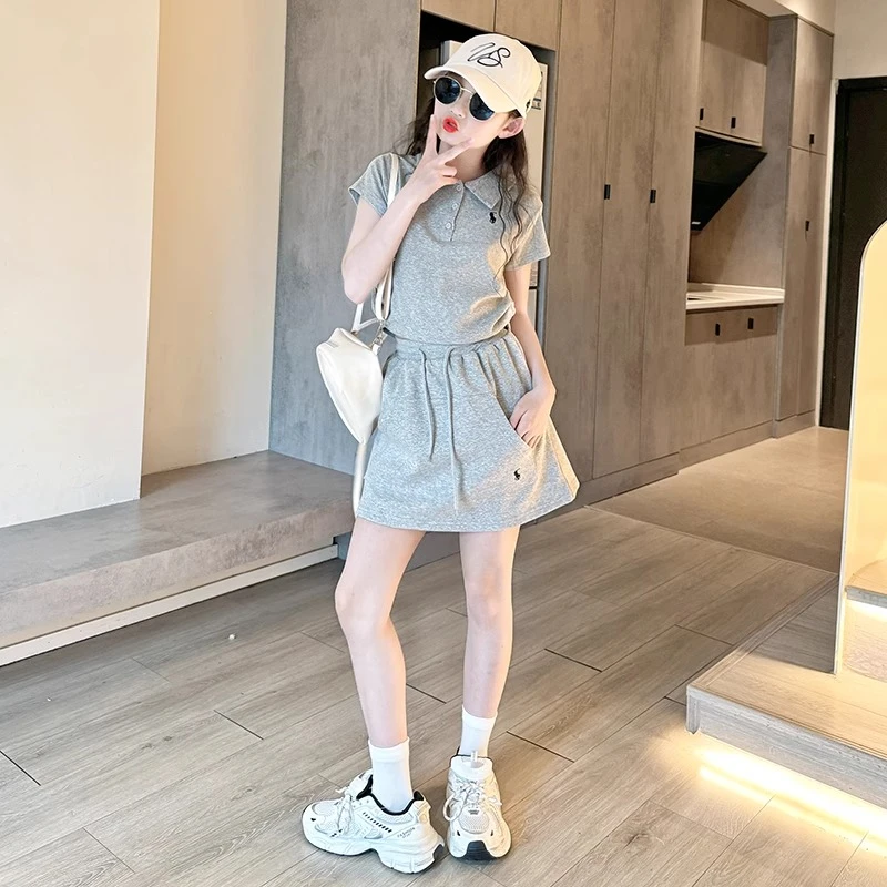 女童短袖套装夏装2025新款儿童洋气韩系穿搭女大童网红短裙两件套
